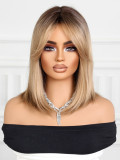 Brown Gradient Bangs Shoulder-Length Straight Wig