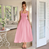 Women Elegant Holidays Halter Neck Waist Dress