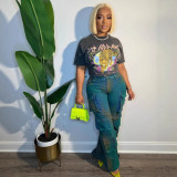 Women street multi-pocket Cargo Denim Pants
