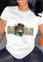 Women Letter Print Round Neck T-shirt Top Women Letter Print Round Neck T-shirt Top