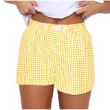 Women's Summer Retro Plaid High Waist Wide Leg Casual Shorts