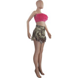 Fashionable Women's Camouflage Tassel Shorts