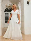 Women short-sleeved v-neck evening dress