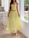 Spring/Summer Women's Holidays Casual Beach Style Strappy Two-Piece Skirt Set