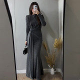 Women Fall Round Neck Bodycon Long Sleeve Dress