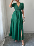 Spring/Summer Women's Chic Elegant Deep-V Neck Long Dress