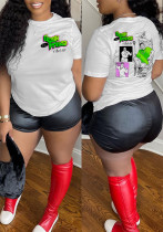 Women Summer Street Print Short Sleeve T-shirt Top Women Summer Street Print Short Sleeve T-shirt Top