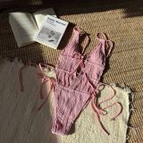 Women drawstring backless sexy one-piece Swimwear