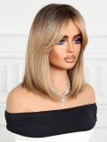 Brown Gradient Bangs Shoulder-Length Straight Wig