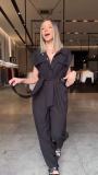 Women Sleeveless Cargo Wide Leg Jumpsuit