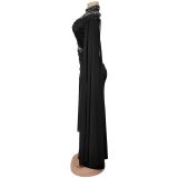 Women's Beaded Chiffon Mesh Cape Sleeve Evening Gown