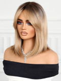 Brown Gradient Bangs Shoulder-Length Straight Wig