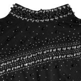 Women's Beaded Chiffon Mesh Cape Sleeve Evening Gown