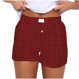 Women's Summer Retro Plaid High Waist Wide Leg Casual Shorts