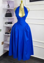 Women Summer Solid Sleeveless Deep V-neck Halter Neck Butterfly Lace-Up Maxi Dress Women Summer Solid Sleeveless Deep V-neck Halter Neck Butterfly Lace-Up Maxi Dress