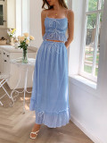 Spring/Summer Women's Holidays Casual Beach Style Strappy Two-Piece Skirt Set