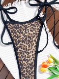 Women Color Block Leopard Print One-Piece Swimwear