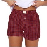 Women's Summer Retro Plaid High Waist Wide Leg Casual Shorts