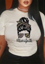 Women Portrait Print Round Neck T-shirt Top Women Portrait Print Round Neck T-shirt Top