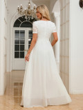 Women short-sleeved v-neck evening dress