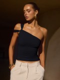 Women Irregular Strapless Strapless Vest Ruched Top
