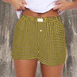 Women's Summer Retro Plaid High Waist Wide Leg Casual Shorts