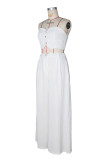 Women sexy sretchy strapless vest and wide-leg pants two-piece set