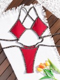 Women Color Block Leopard Print One-Piece Swimwear