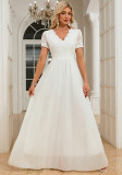 Women short-sleeved v-neck evening dress