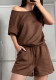Y2K Sport Style Solid Color Short Sleeve Top & Drawstring Shorts Set