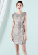 Women Summer Modest o-Neck Short Sleeves Solid Sequined Mini Pencil Club Dress