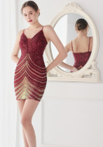 Summer Formal Wave Sequins Strap Mermaid Party Dress