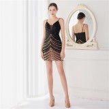 Summer Formal Wave Sequins Strap Mermaid Party Dress