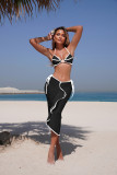 Women's Solid Color Sexy Two-Piece Bikini with Skirt Three-Piece Swimsuit