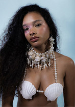 Women's Trendy Summer Solid Color Shell Patchwork Pearl Bra Top