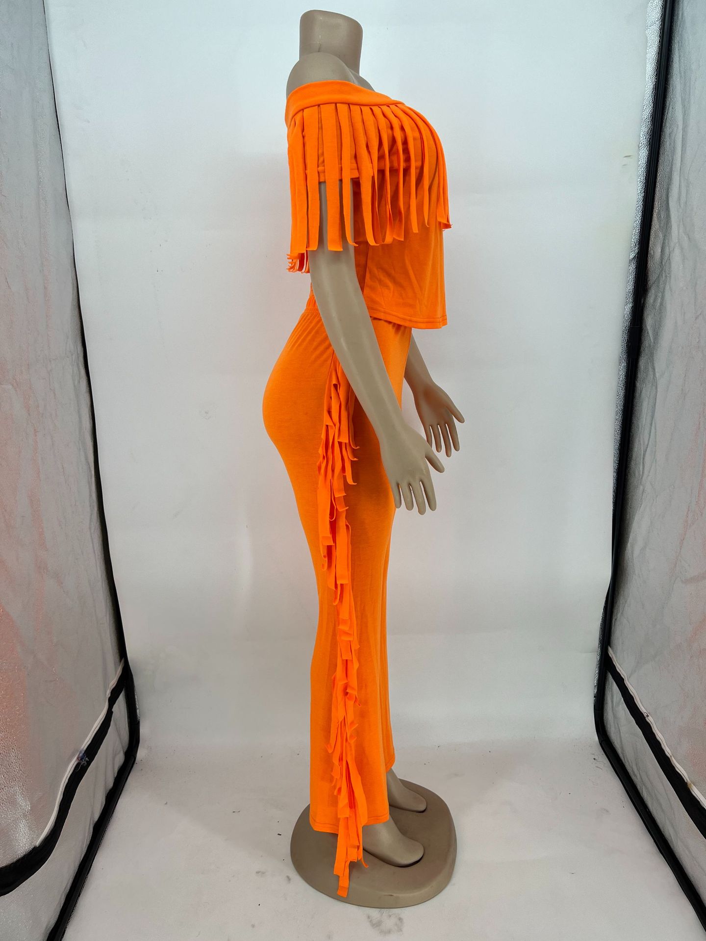 Women's Comfort Casual Elastic Waist Tassel Two-Piece Pants Set