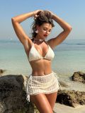 Women's Fashion Solid Color Sexy Two-Piece Bikini Set Skirt Three Piece Swimsuit