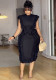 Women summer ruffle solid bodycon dress
