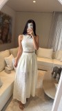Women Spring Summer Holidays Casual Top and Lace Skirt Two-piece Set