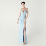 Women Beaded Fishbone Lace-Up Party Evening Dress