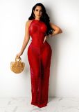 Women Sexy Solid Knitting Beach Maxi Dress