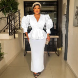 Plus Size African Women Formal Party V-Neck Bodycon Dress