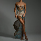 Women Summer Sexy Slit Strapless Chiffon Maxi Dress