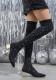Women Sexy Black Rhinestone Thick Heel Nightclub Pointed Heels