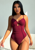 Women Summer Solid One-Piece Swimwear