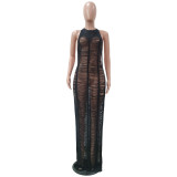 Women Sexy Solid Knitting Beach Maxi Dress
