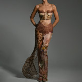 Women Summer Sexy Slit Strapless Chiffon Maxi Dress