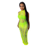 Women Sexy Solid Knitting Beach Maxi Dress