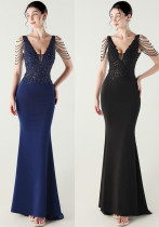 Women Heavy Lace Beaded Slit Fishtail Skirt Sexy Elegant Evening Evening Dress Women Heavy Lace Beaded Slit Fishtail Skirt Sexy Elegant Evening Evening Dress