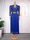 Beaded V-Neck Formal Party/Evening Dress African Plus Size Chic Elegant Dress for Women